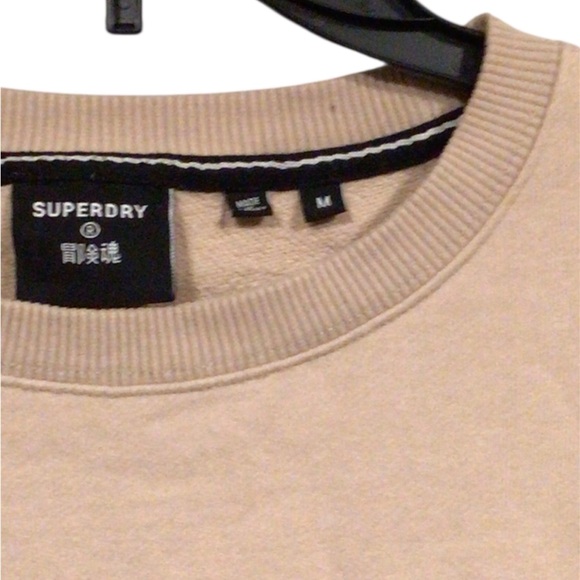 Superdry tan Unisex Code Linear Loose Crew Sweatshirt size medium - Picture 2 of 3
